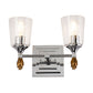 Lucas & McKearn Vetiver 2-Light Polished Chrome Wall Light With Flamed-Gold Accent