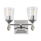 Lucas & McKearn Vetiver 2-Light Polished Chrome Wall Light With Flamed-Silver Accent