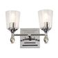 Lucas & McKearn Vetiver 2-Light Polished Chrome Wall Light With Flamed-Silver Accent