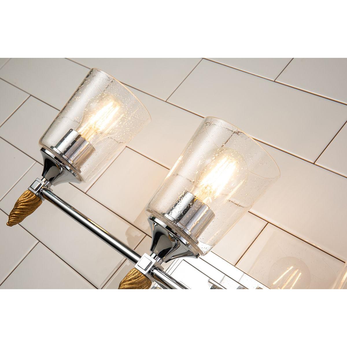 Lucas & McKearn Vetiver 3-Light Polished Chrome Wall Light With Acorn-Gold Accent