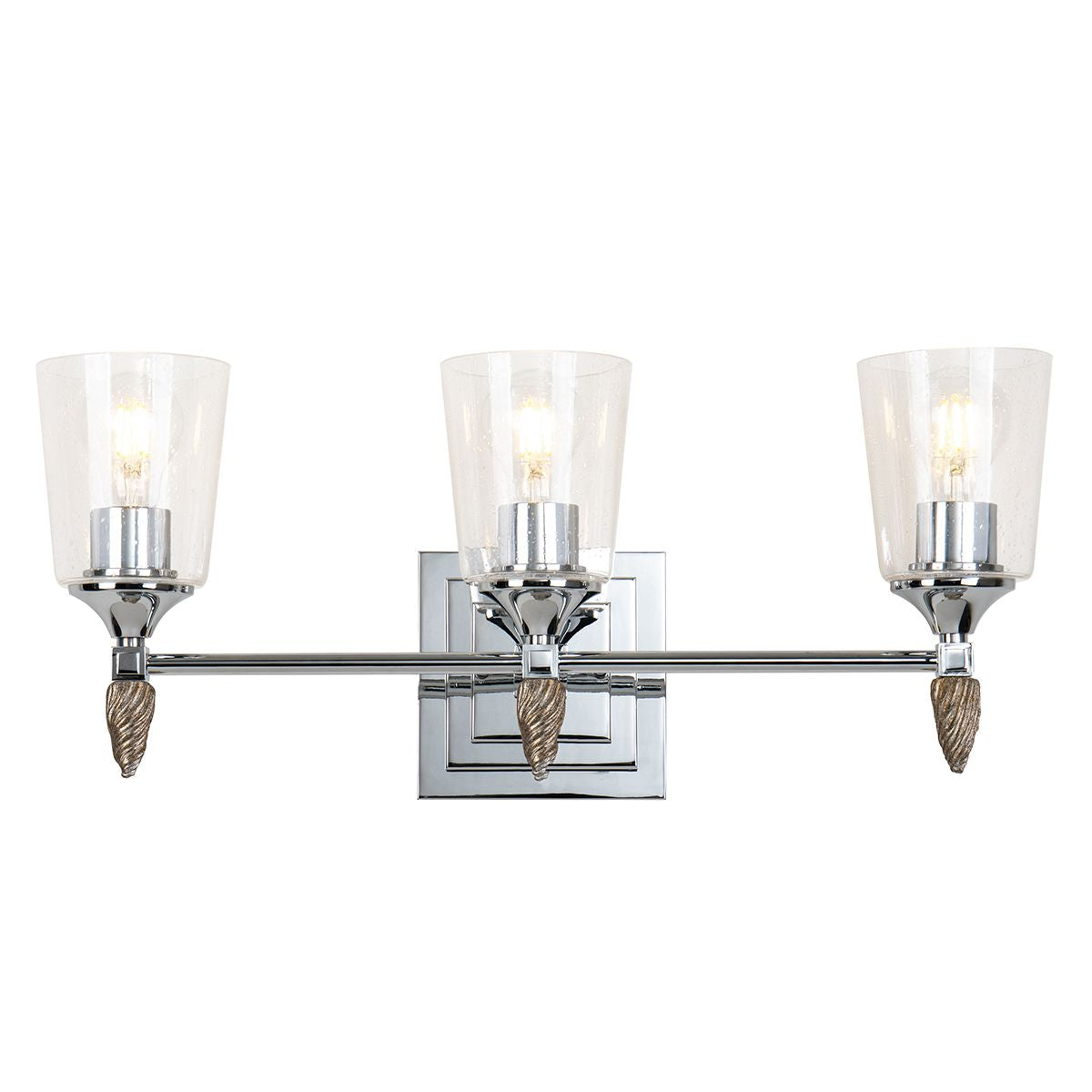 Lucas & McKearn Vetiver 3-Light Polished Chrome Wall Light With Acorn-Silver Accent