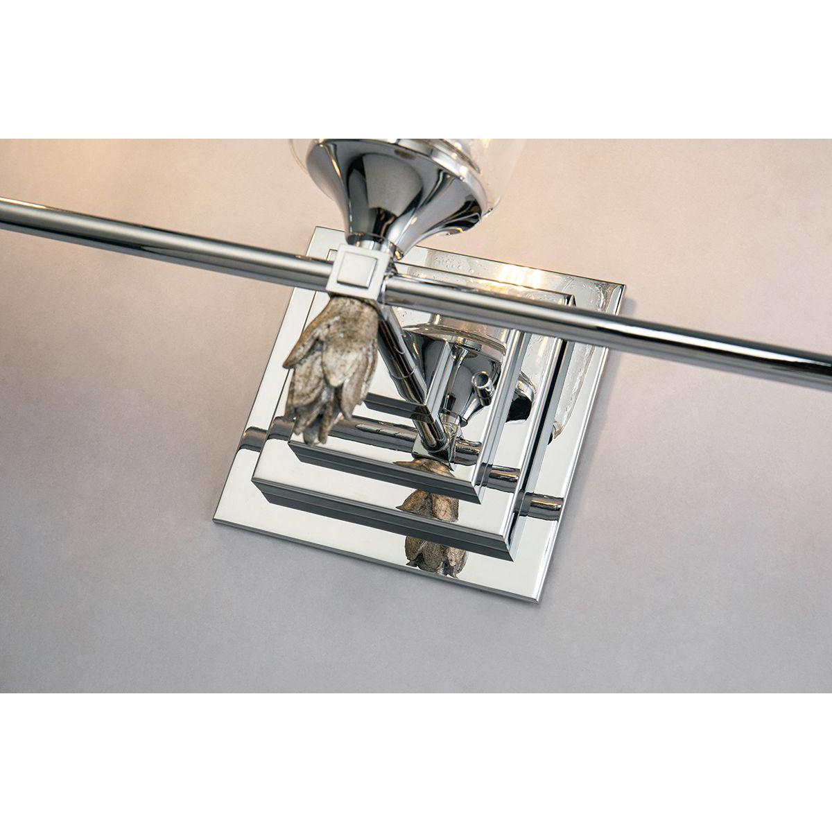 Lucas & McKearn Vetiver 3-Light Polished Chrome Wall Light With Flamed-Silver Accent