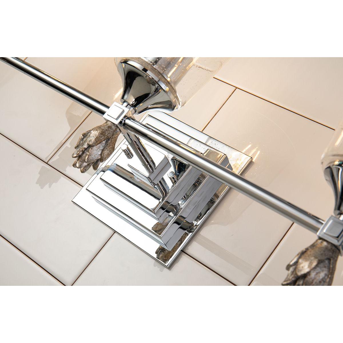 Lucas & McKearn Vetiver 3-Light Polished Chrome Wall Light With Flamed-Silver Accent
