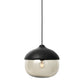 Mater Terho Large Black Lacquered FSC Certified Linden Wood Pendant With Smoked Transparent Glass