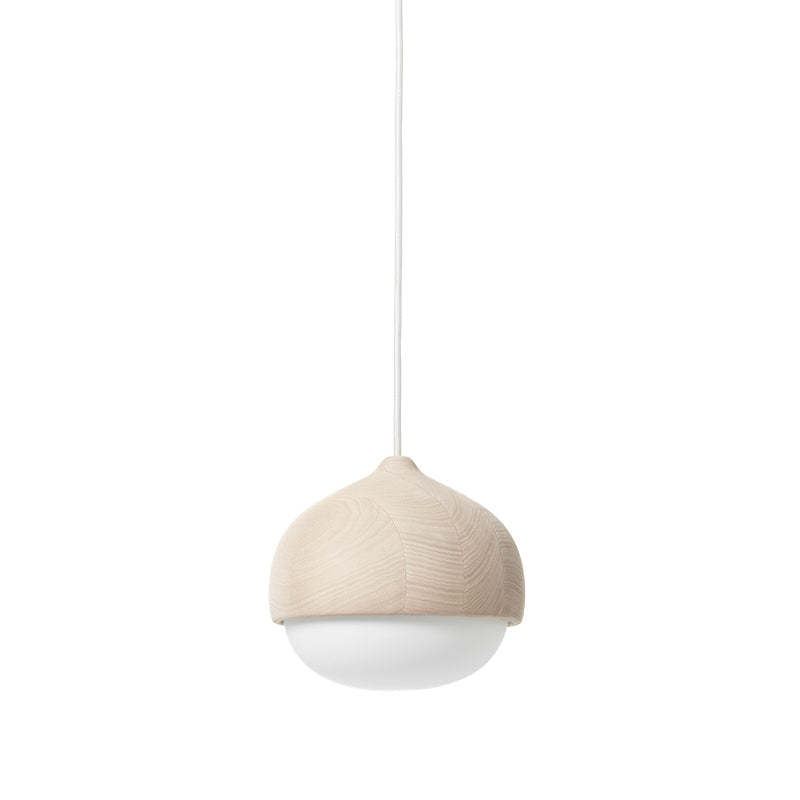 Mater Terho Medium Matt Lacquered FSC Certified Linden Wood Pendant With White Opal Glass Shade