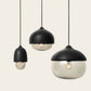 Mater Terho Small Black Lacquered FSC Certified Linden Wood Pendant With Smoked Transparent Glass