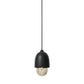 Mater Terho Small Black Lacquered FSC Certified Linden Wood Pendant With Smoked Transparent Glass