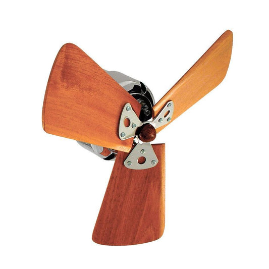 Matthews Fan Company Atlas 16" Polished Chrome Wooden Fan Head With Mahogany Tone Wood Blades