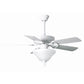 Matthews Fan Company Atlas America 42" Reversible White and Light Oak Wood Tone Blades Ceiling Fan In Gloss White Finish With Light Kit