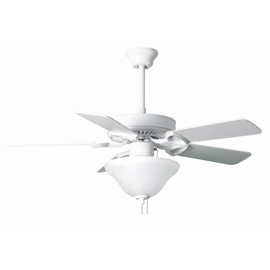 Matthews Fan Company Atlas America 42" Reversible White and Light Oak Wood Tone Blades Ceiling Fan In Gloss White Finish With Light Kit