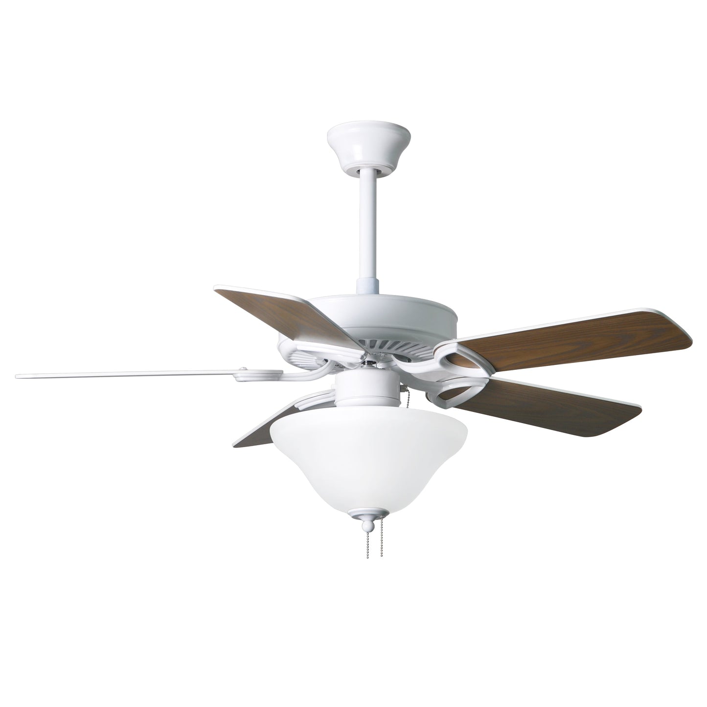 Matthews Fan Company Atlas America 42" Reversible White and Light Oak Wood Tone Blades Ceiling Fan In Gloss White Finish With Light Kit