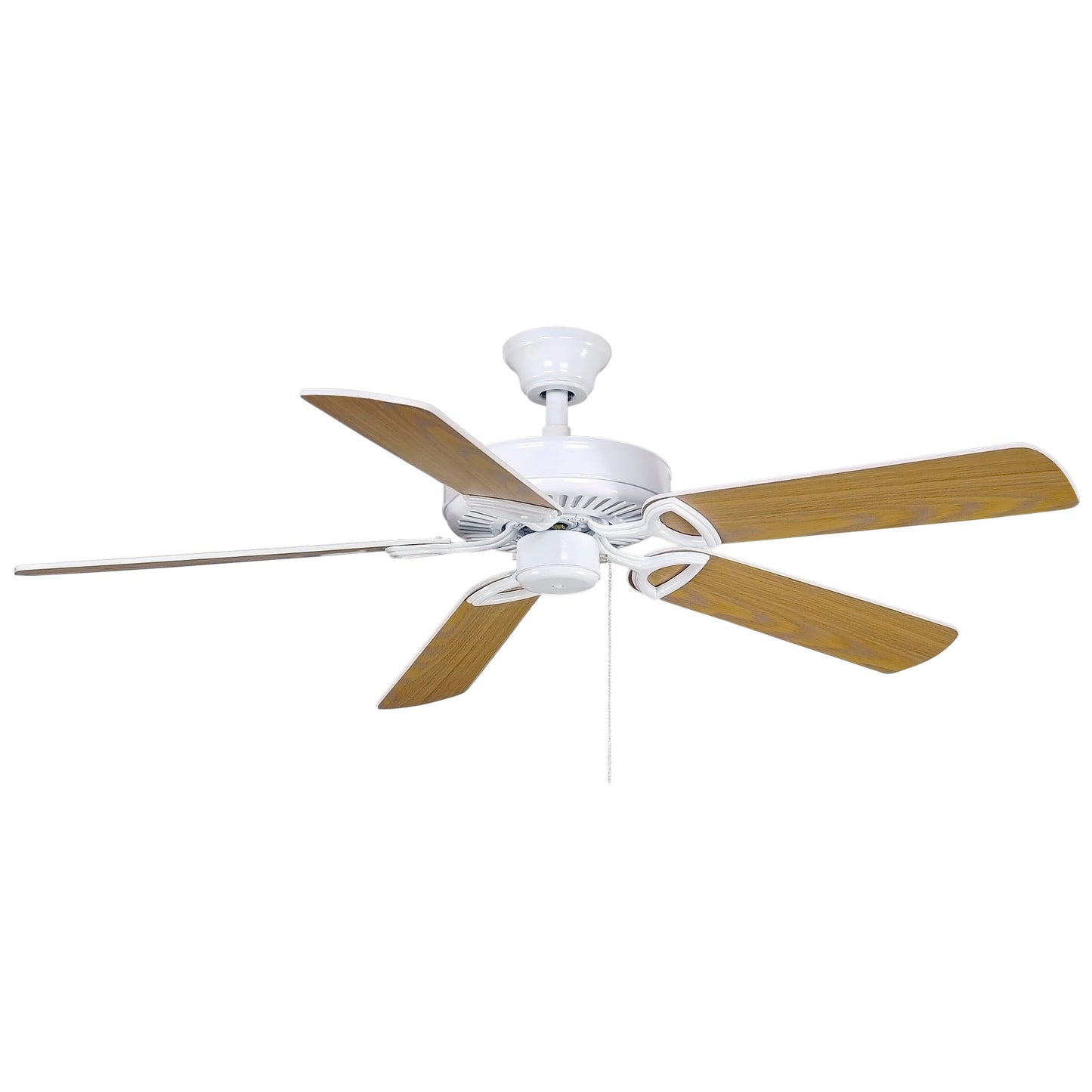 Matthews Fan Company Atlas America 52" Reversible White and Light Oak Wood Tone Blades Ceiling Fan In Gloss White Finish