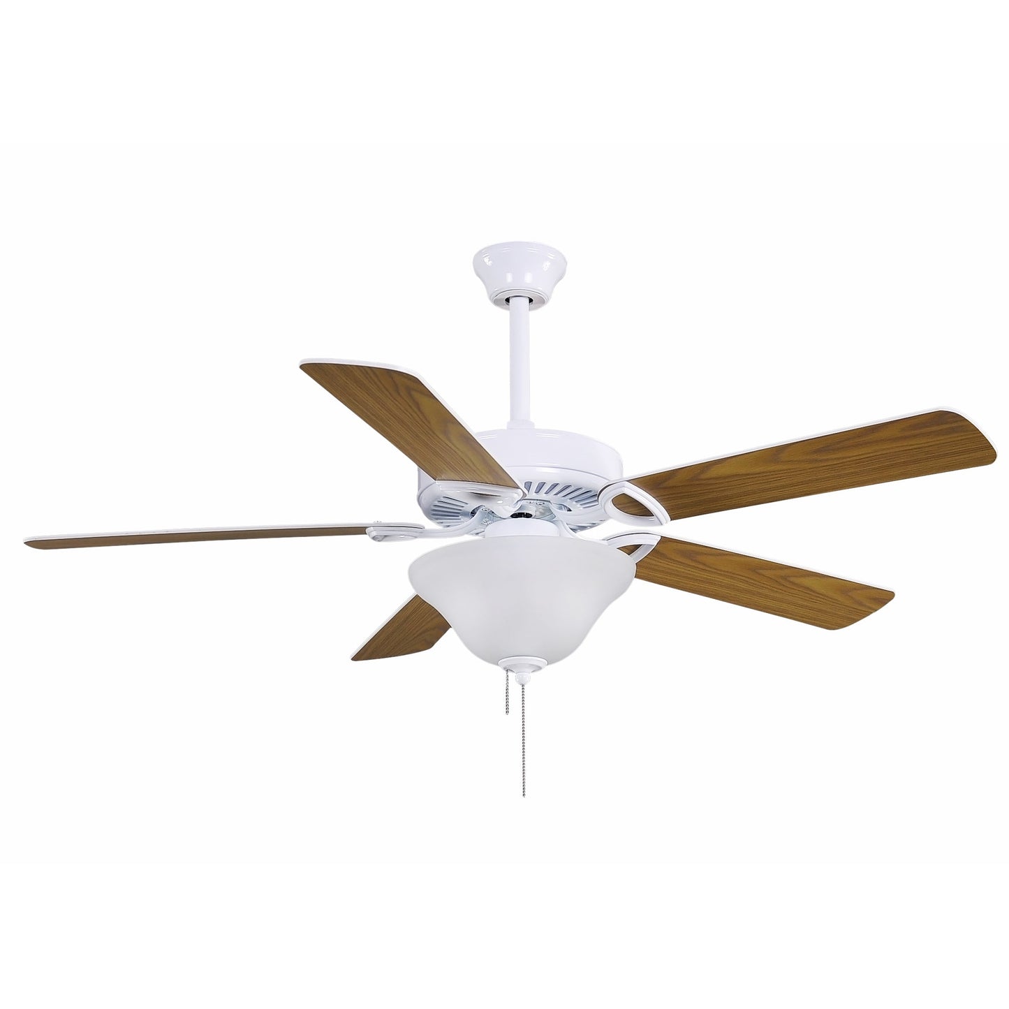 Matthews Fan Company Atlas America 52" Reversible White and Light Oak Wood Tone Blades Ceiling Fan In Gloss White Finish With Light Kit