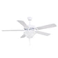 Matthews Fan Company Atlas America 52" Reversible White and Light Oak Wood Tone Blades Ceiling Fan In Gloss White Finish With Light Kit