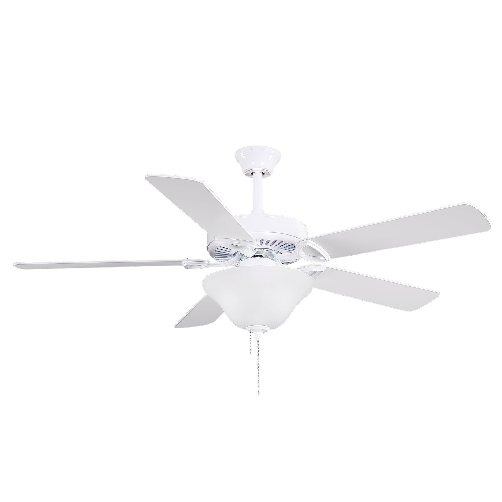 Matthews Fan Company Atlas America 52" Reversible White and Light Oak Wood Tone Blades Ceiling Fan In Gloss White Finish With Light Kit