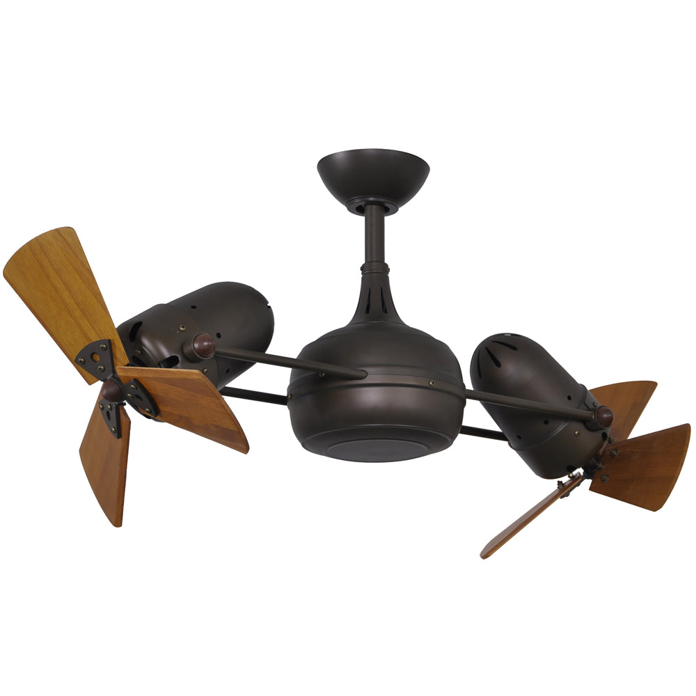 Matthews Fan Company Atlas Dagny 16" Textured Bronze Rotational Fan With 10" Downrod and Mahogany Tone Wood Blades