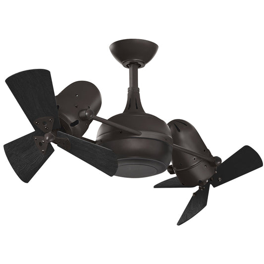 Matthews Fan Company Atlas Dagny 16" Textured Bronze Rotational Fan With 10" Downrod and Matte Black Wood Blades