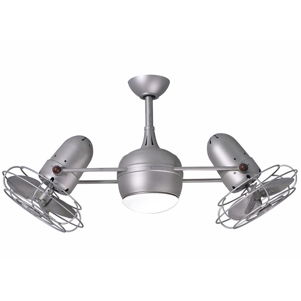 Matthews Fan Company Atlas Dagny LK 13" Brushed Nickel Rotational Fan With 10" Downrod and Metal Blades With Light Kit