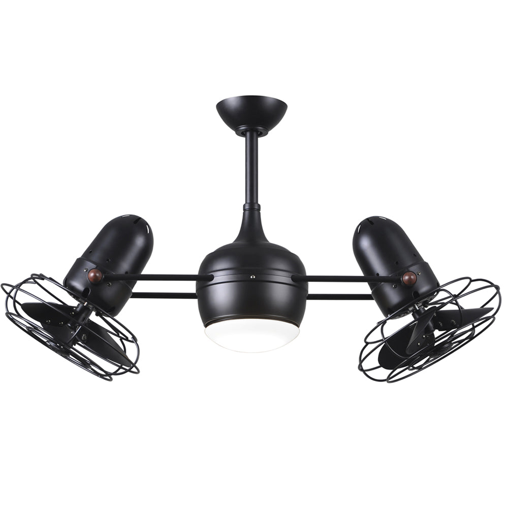 Matthews Fan Company Atlas Dagny LK 13" Matte Black Rotational Fan With 10" Downrod and Metal Blades With Light Kit