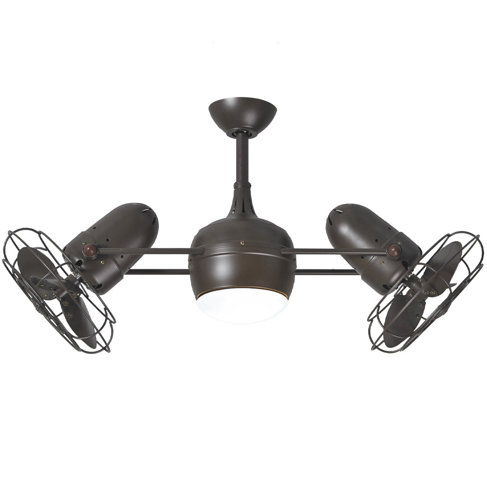 Matthews Fan Company Atlas Dagny LK 13" Textured Bronze Rotational Fan With 10" Downrod and Metal Blades With Light Kit