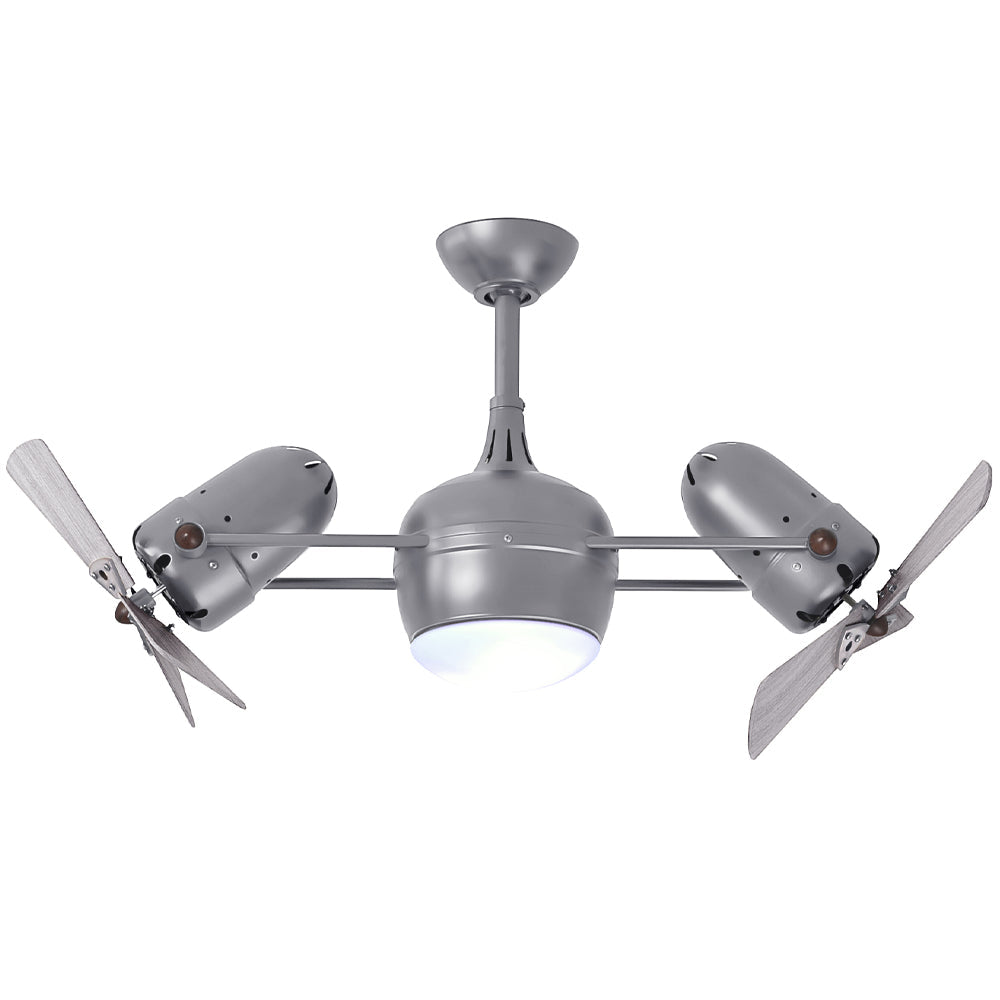 Matthews Fan Company Atlas Dagny LK 16" Brushed Nickel Rotational Fan With 10" Downrod and Barnwood Tone Wood Blades With Light Kit