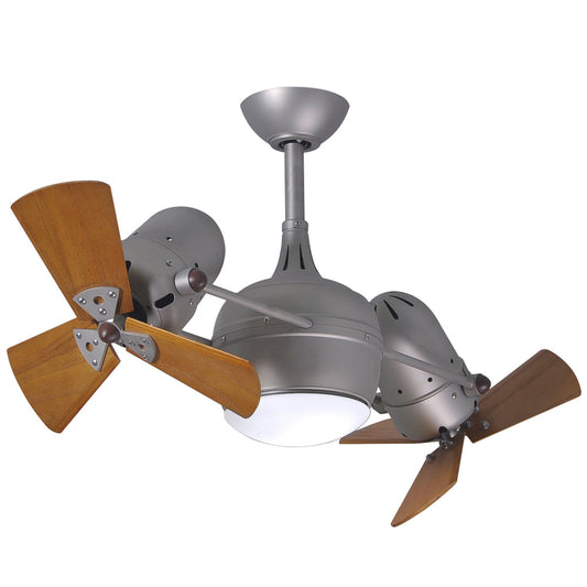 Matthews Fan Company Atlas Dagny LK 16" Brushed Nickel Rotational Fan With 10" Downrod and Mahogany Tone Wood Blades With Light Kit