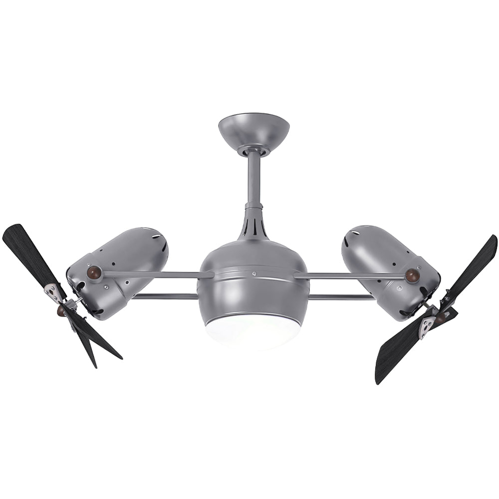 Matthews Fan Company Atlas Dagny LK 16" Brushed Nickel Rotational Fan With 10" Downrod and Matte Black Wood Blades With Light Kit