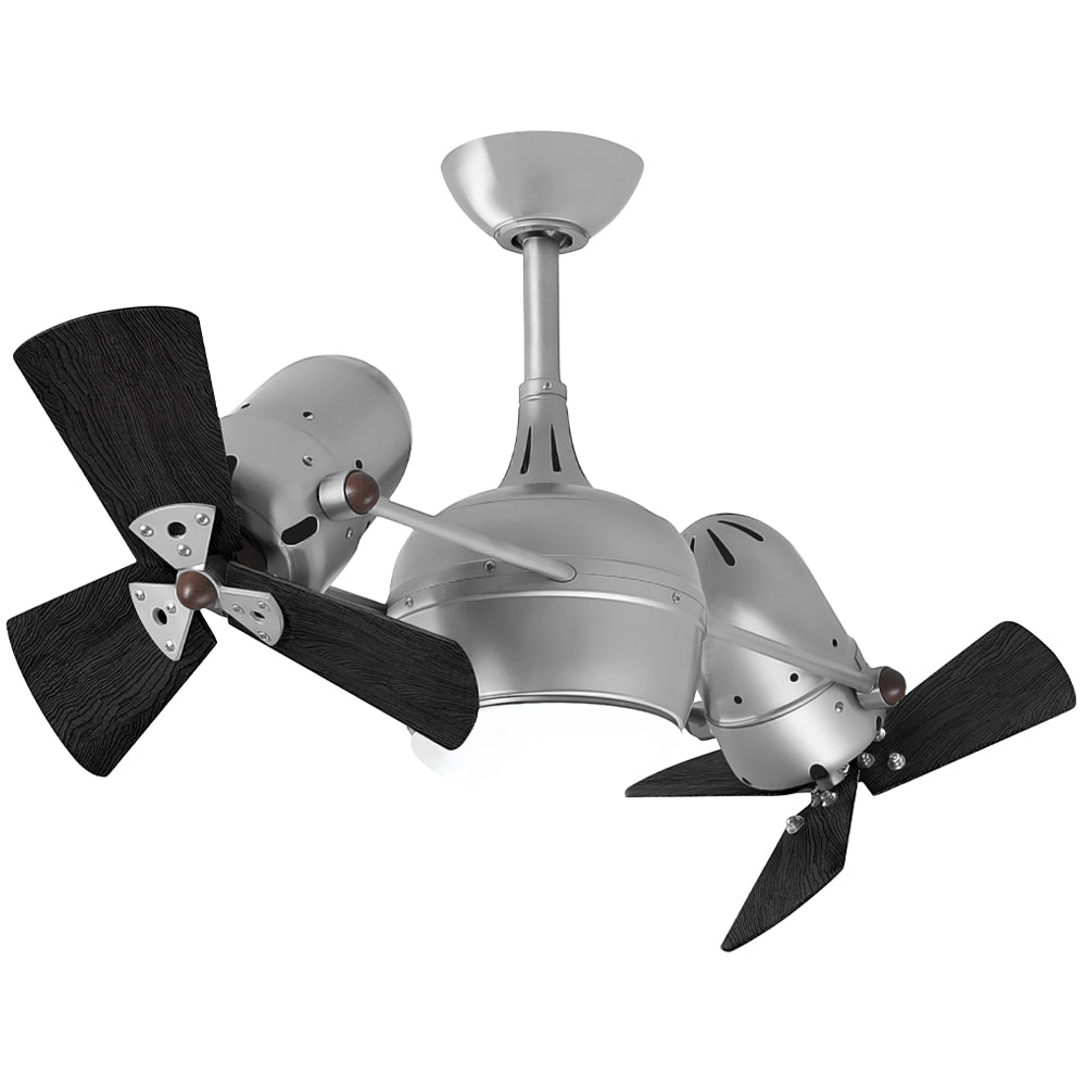 Matthews Fan Company Atlas Dagny LK 16" Brushed Nickel Rotational Fan With 10" Downrod and Matte Black Wood Blades With Light Kit