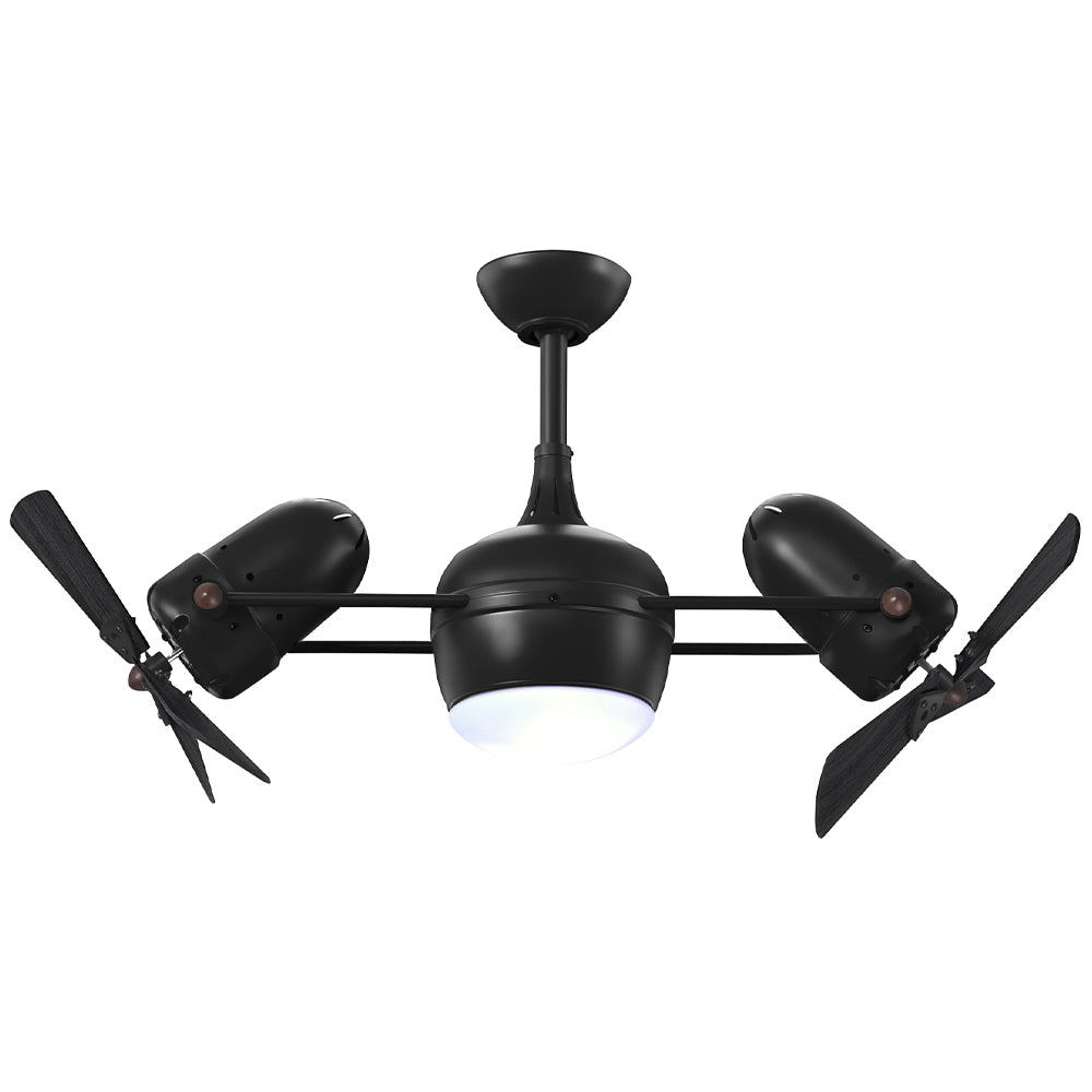 Matthews Fan Company Atlas Dagny LK 16" Matte Black Rotational Fan With 10" Downrod and Matte Black Wood Blades With Light Kit