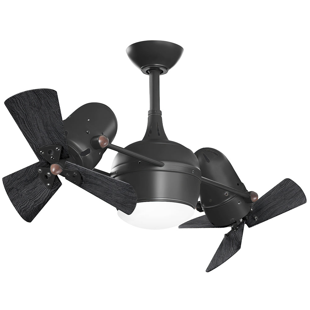 Matthews Fan Company Atlas Dagny LK 16" Matte Black Rotational Fan With 10" Downrod and Matte Black Wood Blades With Light Kit