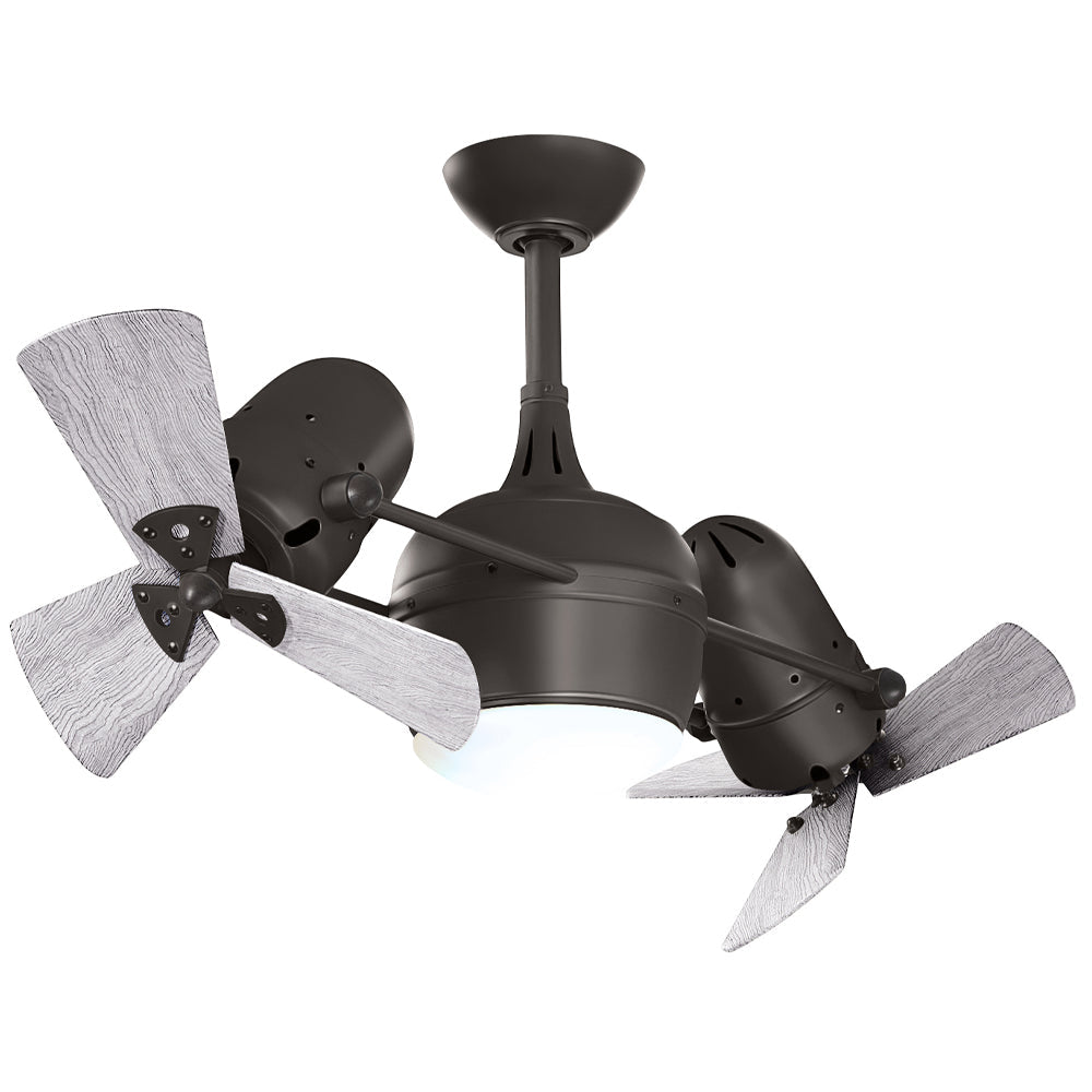 Matthews Fan Company Atlas Dagny LK 16" Textured Bronze Rotational Fan With 10" Downrod and Barnwood Tone Wood Blades With Light Kit