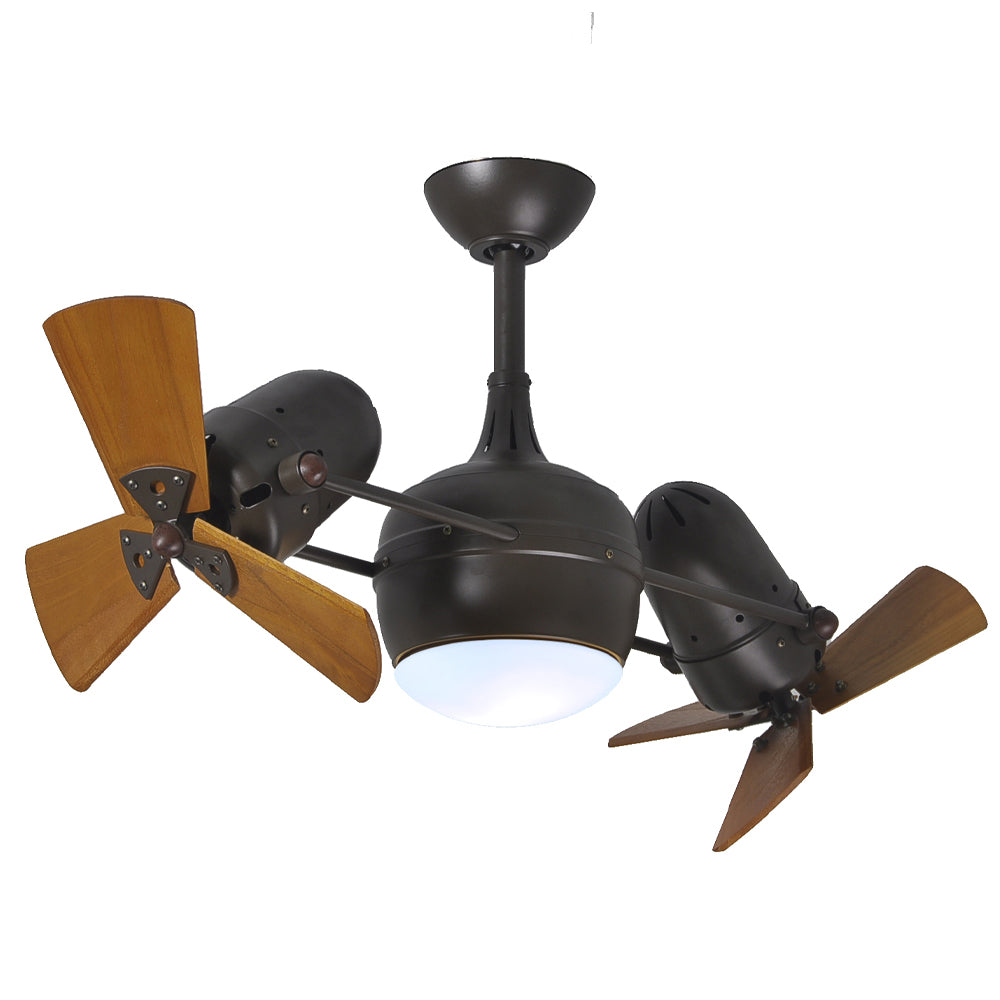 Matthews Fan Company Atlas Dagny LK 16" Textured Bronze Rotational Fan With 10" Downrod and Mahogany Tone Wood Blades With Light Kit