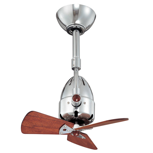 Matthews Fan Company Atlas Diane 16" Polished Chrome Single Oscillating Directional Ceiling Fan With 10” Downrod and Wood Blades in Mahogany Tone Finish