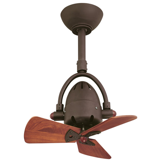 Matthews Fan Company Atlas Diane 16" Textured Bronze Single Oscillating Directional Ceiling Fan With 10” Downrod and Wood Blades in Mahogany Tone Finish