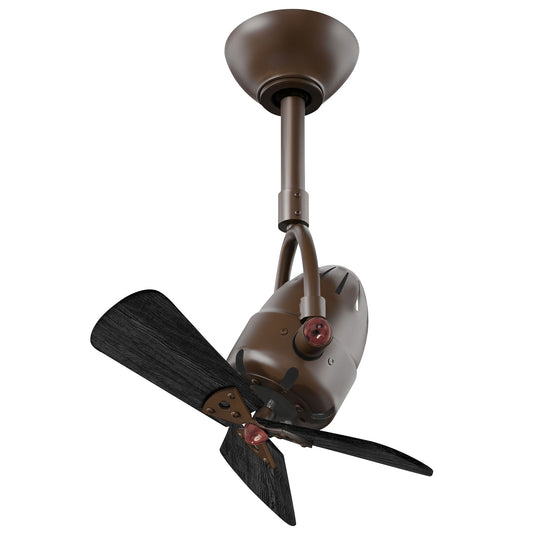 Matthews Fan Company Atlas Diane 16" Textured Bronze Single Oscillating Directional Ceiling Fan With 10” Downrod and Wood Blades in Matte Black Finish