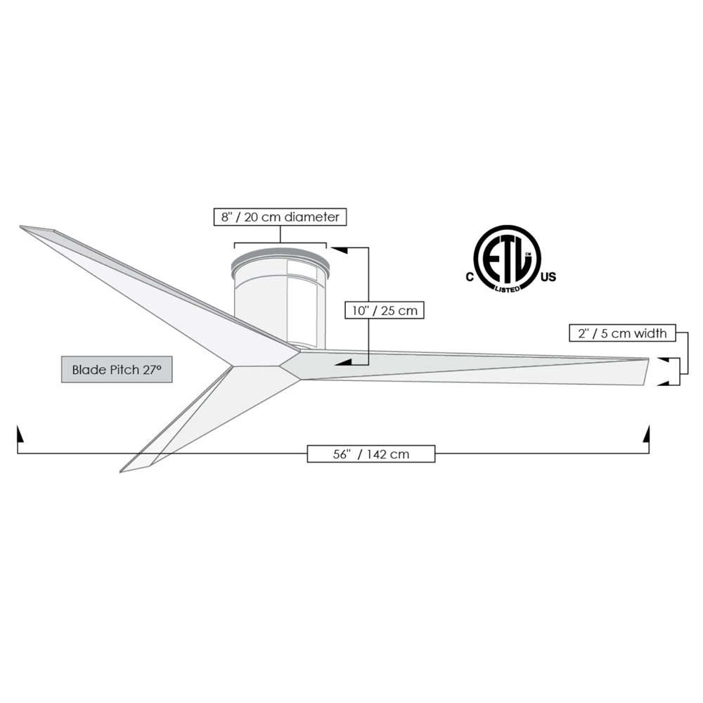 Matthews Fan Company Atlas Eliza-H 56" Brushed Nickel Ceiling Fan With ABS Blade In Gloss White Finish