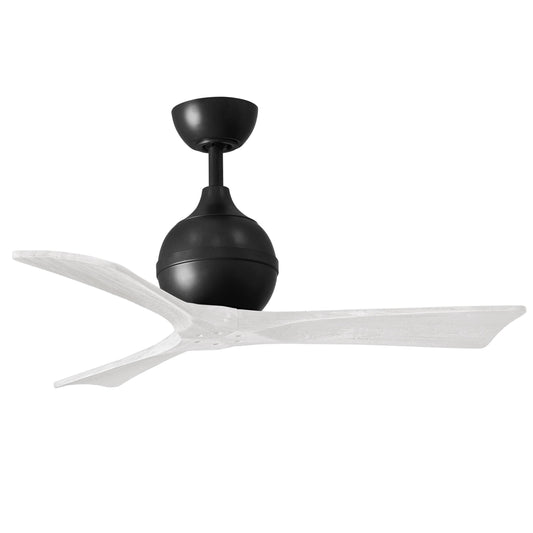 Matthews Fan Company Atlas Irene-3 42" Matte Black Ceiling Fan With Solid Wood Blade In Matte White Finish