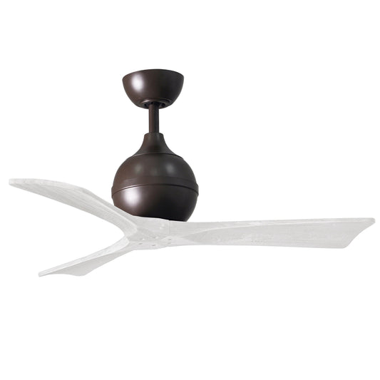 Matthews Fan Company Atlas Irene-3 42" Textured Bronze Ceiling Fan With Solid Wood Blade In Matte White Finish