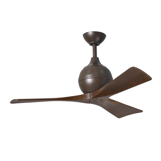 Matthews Fan Company Atlas Irene-3 42" Textured Bronze Ceiling Fan With Solid Wood Blade In Walnut Tone Finish