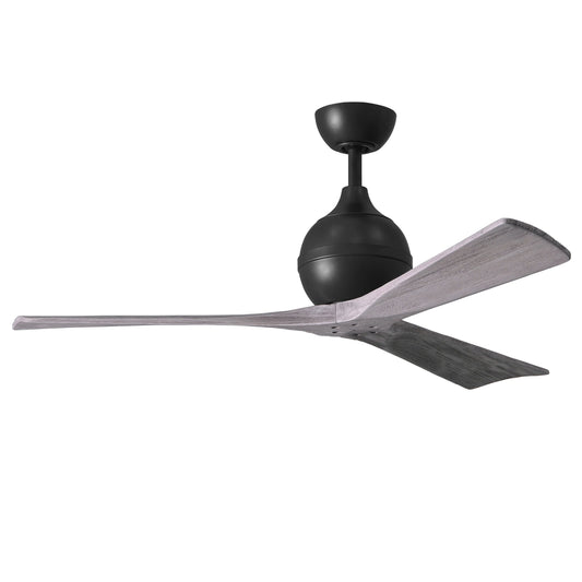 Matthews Fan Company Atlas Irene-3 52" Matte Black Ceiling Fan With Solid Wood Blade In Barnwood Tone Finish