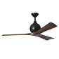 Matthews Fan Company Atlas Irene-3 52" Matte Black Ceiling Fan With Solid Wood Blade In Walnut Tone Finish