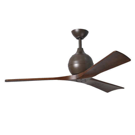 Matthews Fan Company Atlas Irene-3 52" Textured Bronze Ceiling Fan With Solid Wood Blade In Walnut Tone Finish