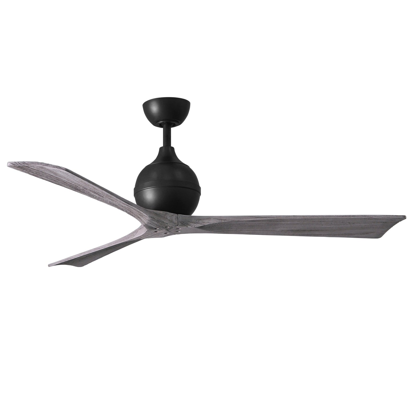 Matthews Fan Company Atlas Irene-3 60" Matte Black Ceiling Fan With Solid Wood Blade In Barnwood Tone Finish