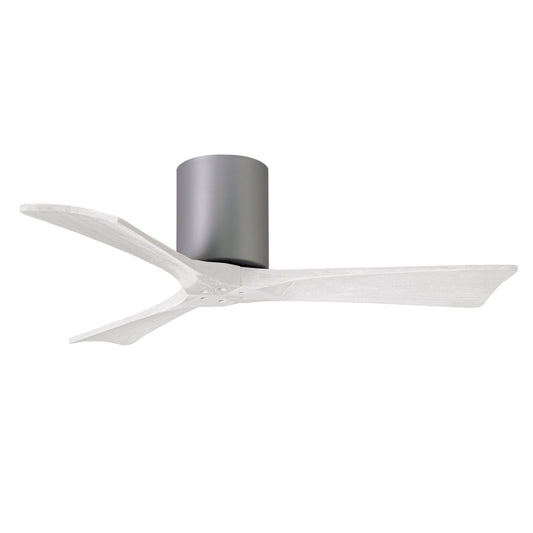 Matthews Fan Company Atlas Irene-3H 42" Brushed Nickel Ceiling Fan With Solid Wood Blade In Matte White Finish