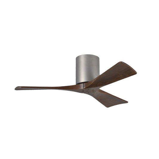 Matthews Fan Company Atlas Irene-3H 42" Brushed Nickel Ceiling Fan With Solid Wood Blade In Walnut Tone Finish