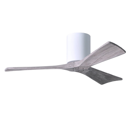 Matthews Fan Company Atlas Irene-3H 42" Gloss White Ceiling Fan With Solid Wood Blade In Barnwood Tone Finish