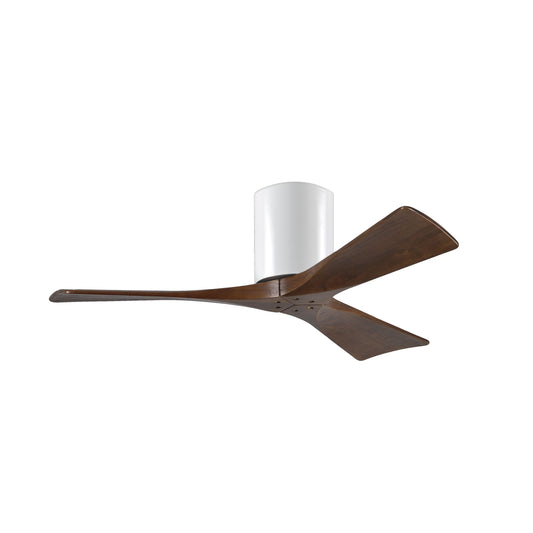 Matthews Fan Company Atlas Irene-3H 42" Gloss White Ceiling Fan With Solid Wood Blade In Walnut Tone Finish