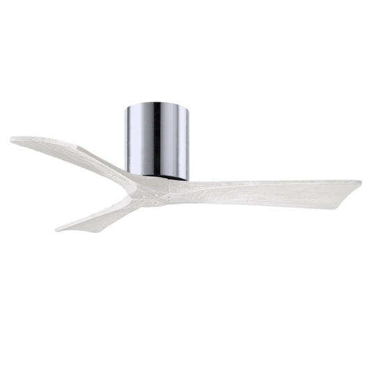 Matthews Fan Company Atlas Irene-3H 42" Polished Chrome Ceiling Fan With Solid Wood Blade In Matte White Finish