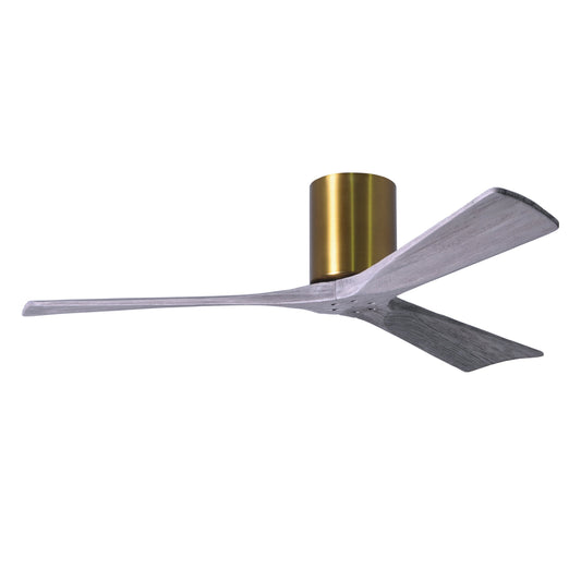 Matthews Fan Company Atlas Irene-3H 52" Brushed Brass Ceiling Fan With Solid Wood Blade In Barnwood Tone Finish