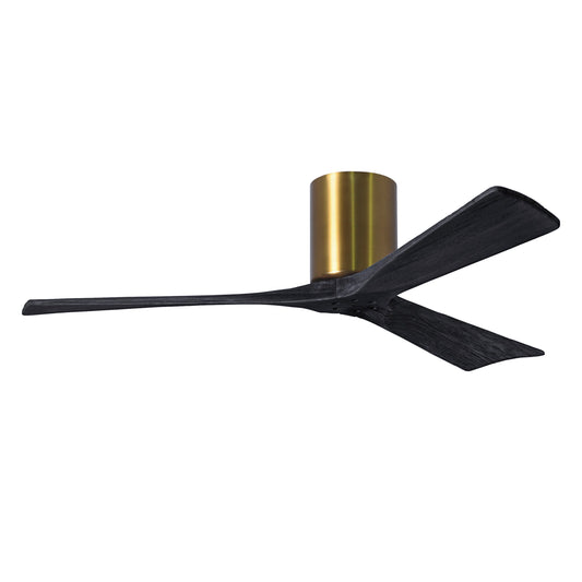 Matthews Fan Company Atlas Irene-3H 52" Brushed Brass Ceiling Fan With Solid Wood Blade In Matte Black Finish